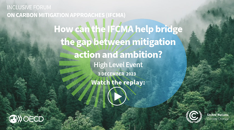 Joint OECD/UNFCCC high-level event at COP28
How can the IFCMA help bridge the gap between mitigation action and ambition?
12:15-13:45 (GST), 3 December 2023
Room Al Shaheen